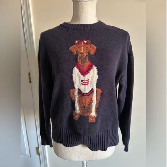 Anthropologie Porridge Jolene Pullover Blue Sweater Americana Dog size XS - Picture 2 of 9